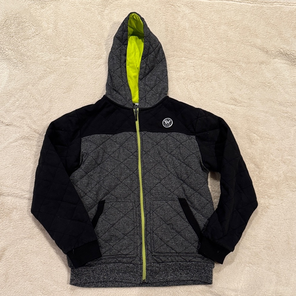 Shaun White Quilted Hoodie - Black/Gray/Green  cool spring/fall jacket
